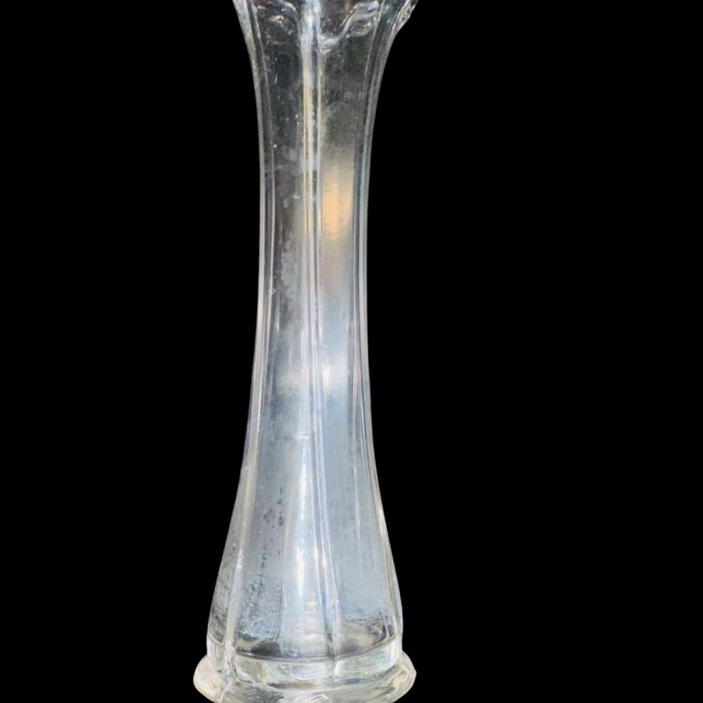 Vintage L.E. SMITH Stretch Clear Swung Ribbed Vase - Picture 3 of 10